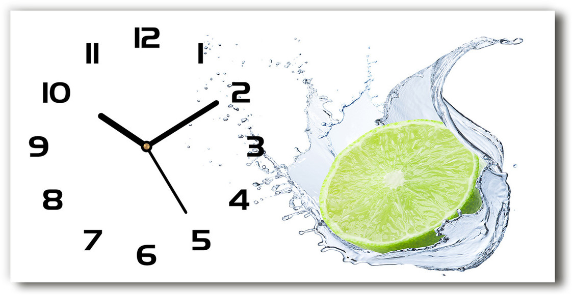 Nowoczesny zegar ścienny szklany Limonka