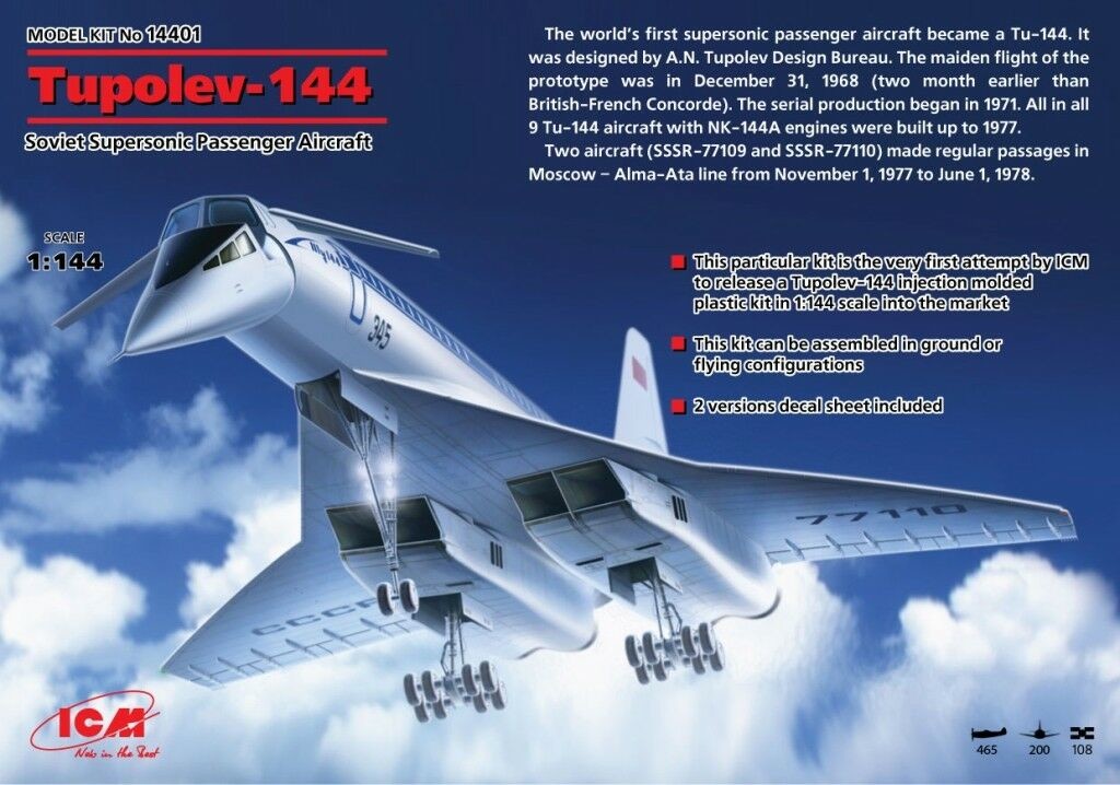 Zdjęcia - Model do sklejania (modelarstwo) Sowiecki samolot Tupolew Tu-144 14401