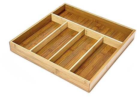 Relaxdays skrzynka na sztućce z 5 półkami wys. x szer. x gł.: ok. 4 x 34 x 33,5 cm skrzynka na sztućce wkładka wykonana z bambusa jako szufladą organizer i wkładka z dużych szuflad z drewna łatwe w ut 10018887