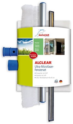 ALCLEAR CrystalClear 960008 profesjonalny zestaw zawiera einwascher okien i odklejaną guma, z uchwytem, ultra-okien ściereczka z mikrofazy 40 x 45 cm, 3-częściowa 960008