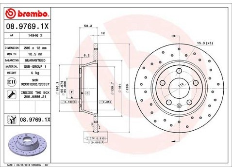 BREMBO Tarcza hamulcowa 08.9769.1X