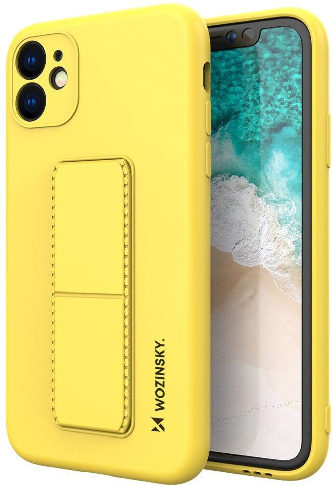 Wozinsky Kickstand Case elastyczne silikonowe etui z podstawką iPhone 12 mini żółty