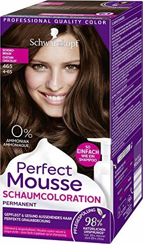 Perfect Mousse Schwarzkopf  permanentna farba piankowa, 465, czekoladowy brąz, poziom 3, trójpak (3 x 92,5 ml)
