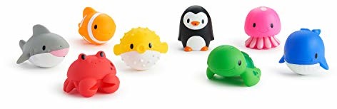 Munchkin pływające gumowe zabawki do kąpieli dla niemowląt o tematyce oceanicznej - 8 szt