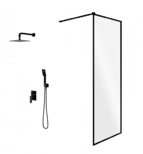 Rea OMNIRES K7636 + SYSPM10BL Ścianka Walk in 70cm + Zestaw podtynkowy czarny