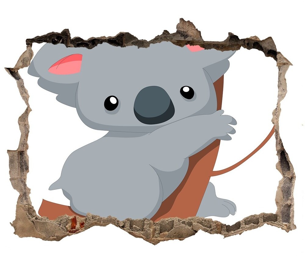 Wallmuralia.pl Dziura 3d fototapeta naklejka Koala na drzewie