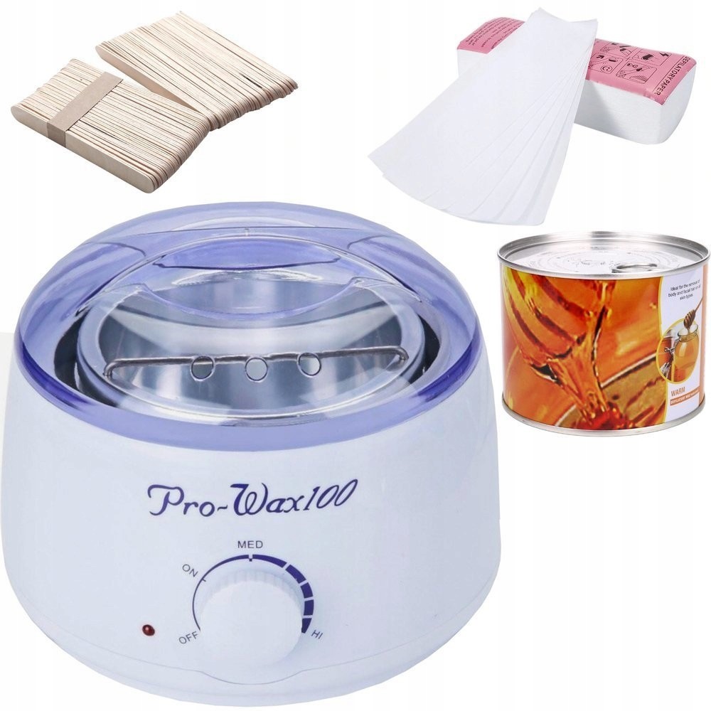 Zestaw Depilacja Podgrzewacz Puszce+wosk 400+PASKI
