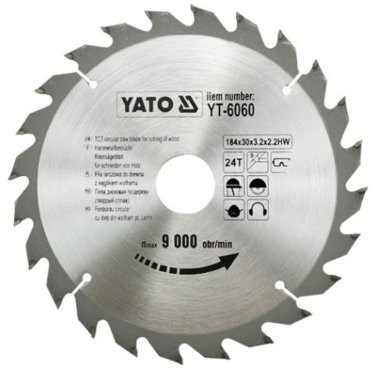 YATO PIŁA TARCZOWA Z WĘGLIKIEM 184X24X30 MM (YT-6060)