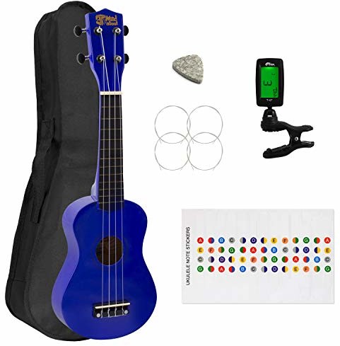 top Mad About Mad About Ukulele sopranowe dla początkujących w kolorze niebieskim z Uke Bag i tunerem SU8-TU-BL SU8-TU-BL