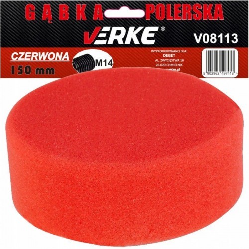VERKE GĄBKA POLERSKA 150mm CZERWONA ŚREDNIO MIĘKKA VERKE V08113 V08113