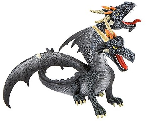 Bullyland 75597 figurka do gier, smok z 2 końcówkami czarna, ok. 13 cm