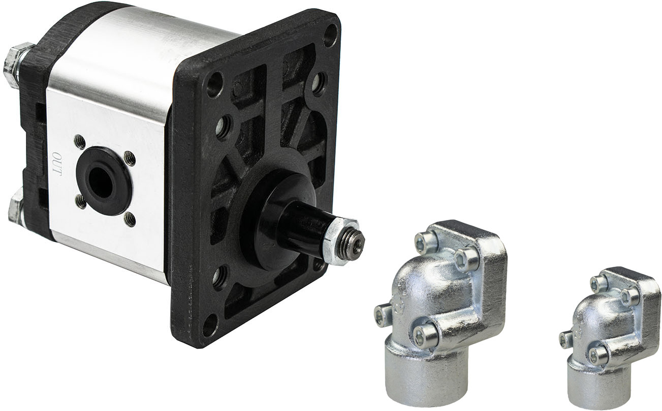 PRESKO Pompa hydrauliczna zębata PRESKO 26cm3/obr. Grupa 2 ZESTAW  z przyłączami ZYP2FC026B06;DRA 1/2 35 kwadrat;DRA 3 40 kwad