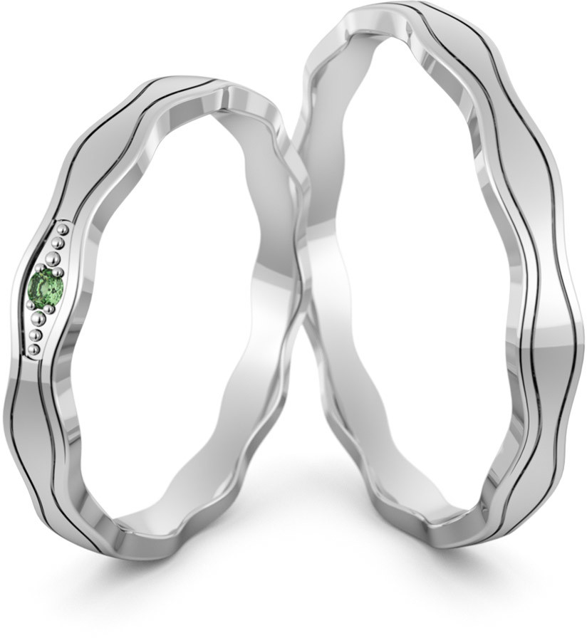 Eminence Obrączki ślubne falowane z kolorową cyrkonią - Au-1092 Au-1092-11