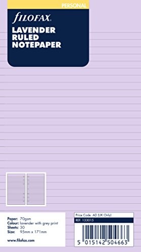 Filofax 133015 Personal Ruled Notepaper, lawendowy 133015