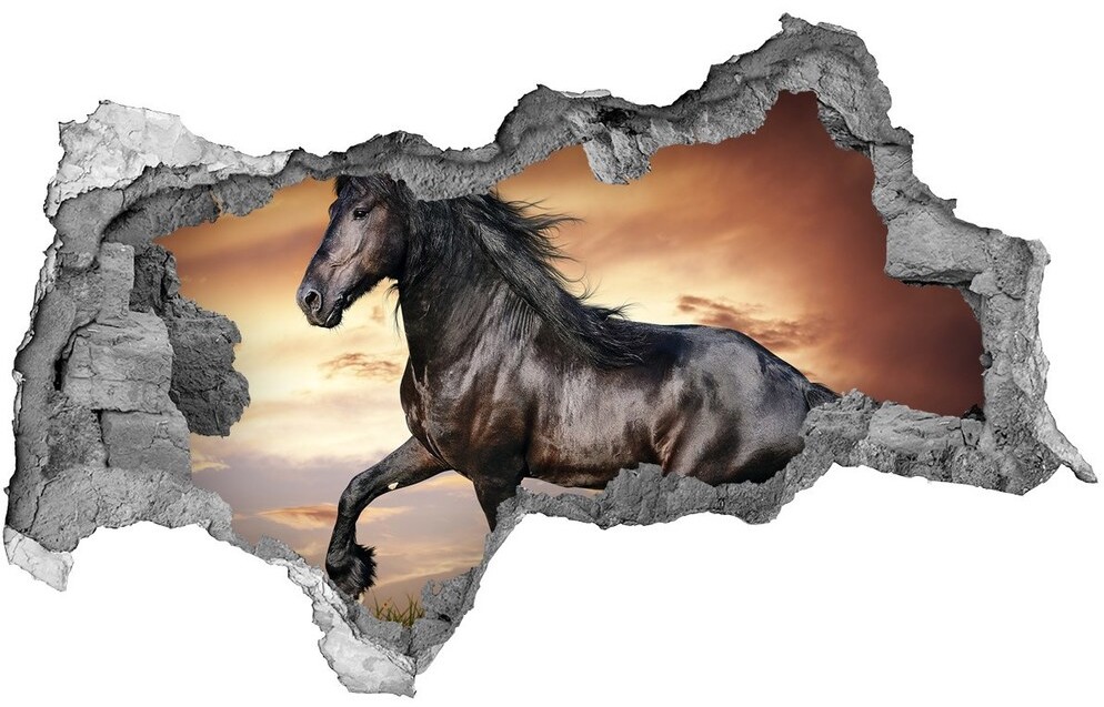 Wallmuralia.pl Dziura 3d fototapeta na ścianę Kłusujący koń