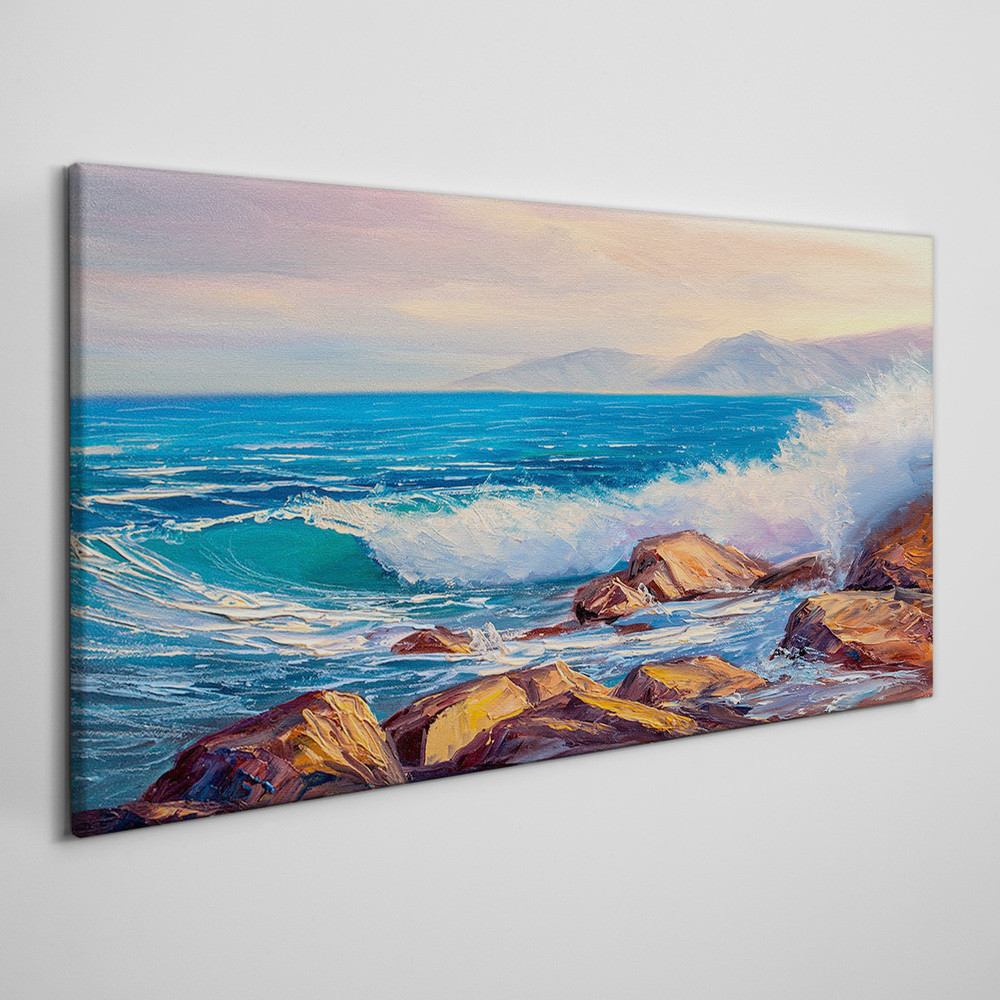 PL Coloray Obraz na Płótnie malarstwo ocean morze fale 100x50cm