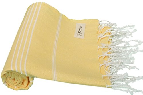 Bersuse bersuse 100% bawełna  ateşi turecki ręcznik  badestrand Fouta Peshtemal Hamamtuch raz  klasyczny gestreiftes Pest raz  95 x 175 cm, parent, żółty, 95 x 175 cm ANATOLIA_PEST_YELLOW
