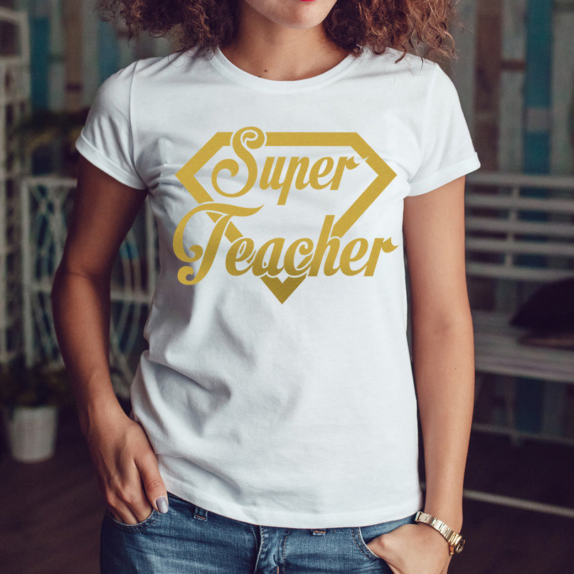 Poczpol Super Teacher - koszulka damska - złoty nadruk 42601-G