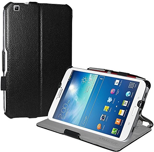 Amzer Shell Portfolio tekstura skóry etui ochronne do Samsung Galaxy Tab 3 8.0/T310 T315 czarna 96075