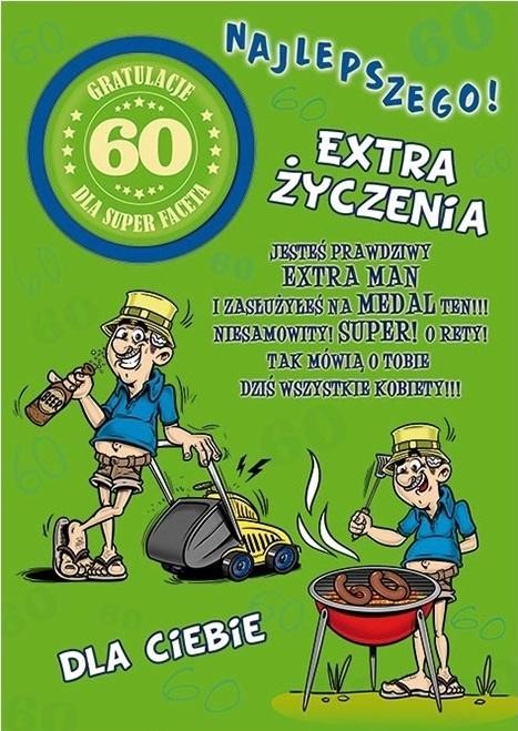 Stamp Karnet na 60 urodziny. Humorystyczny, zielony
