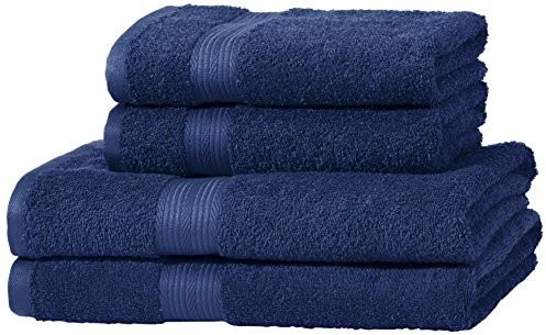 AmazonBasics Zestaw ręczników odpornych na blaknięcie, 2 ręczniki kąpielowe i 2 ręczniki do rąk, królewski błękit ABFR-4PkSet(2Bath+2Hand)/ABFR-4 pk RBBH