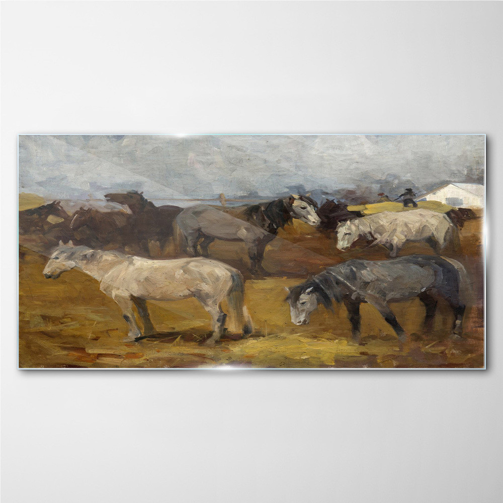 PL Coloray Obraz na Szkle Malarstwo zwierzę konie 100x50cm