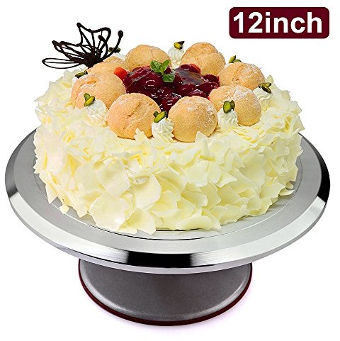 Uten obrotowa patera na tort, aluminiowa, stojak na ciasto talerz obrotowy, do ciastek, ciasta, aluminiowy (UKFR-QTHW33810036)