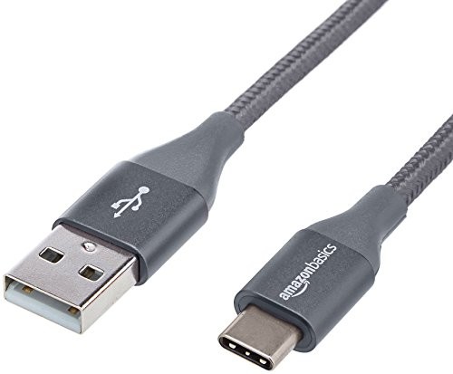 AmazonBasics Double Braided Nylon USB Type-C to Type-A 2.0 Male Cable 0,9 m ciemnoszary UTC-C-A-2.0-3FT-GRY
