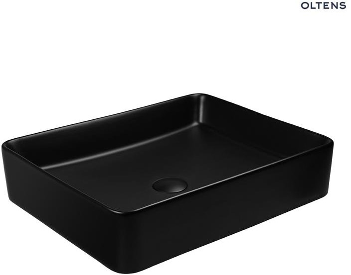 Oltens Oltens Forde umywalka 51x40,5 cm nablatowa prostokątna z powłoką SmartClean czarny mat 40803300 OLT-40803300-0