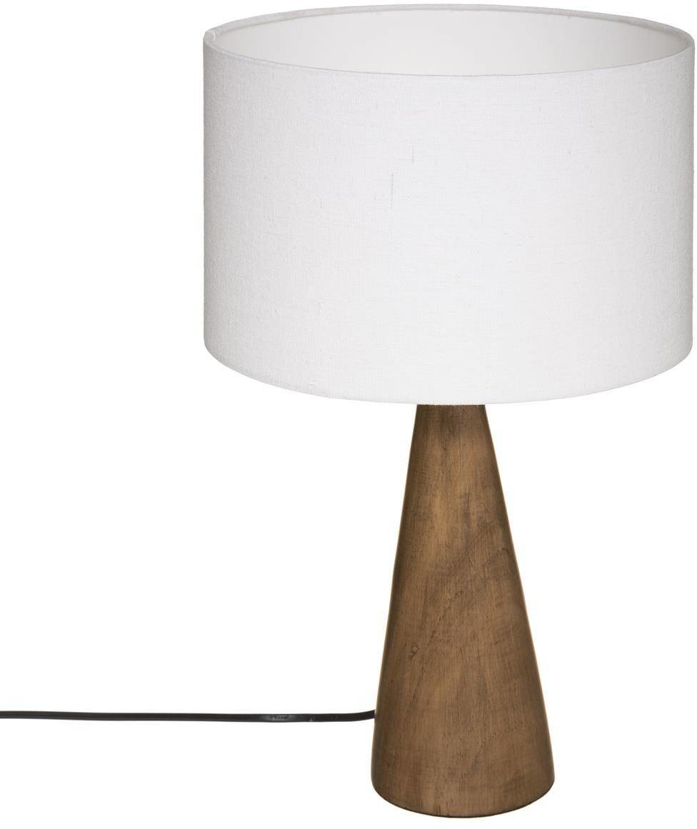 Lampka nocna z drewnianą podstawą biały klosz 28 x 46 cm 178943