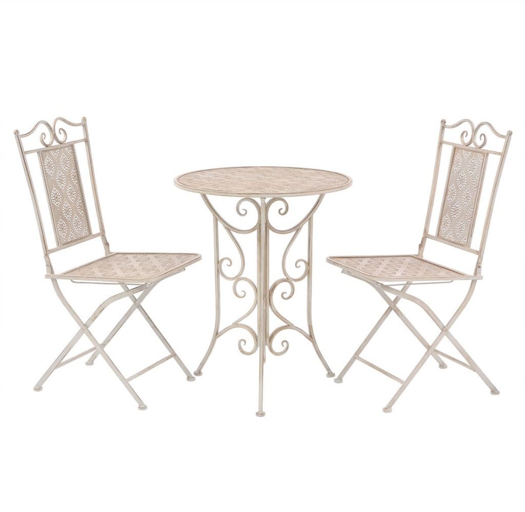 vidaXL 3-częściowy zestaw mebli ogrodowych ze stali, kolor biały