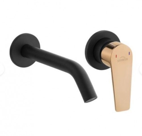 Invena Midnight Trend bateria umywalkowa podtynkowa, czarny mat/różowe złoto - BP-35-014 BP-35-014