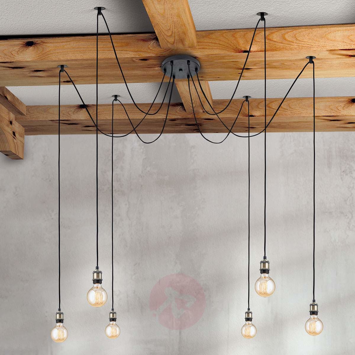 Orion 6-punktowa lampa wisząca vintage Jailhouse