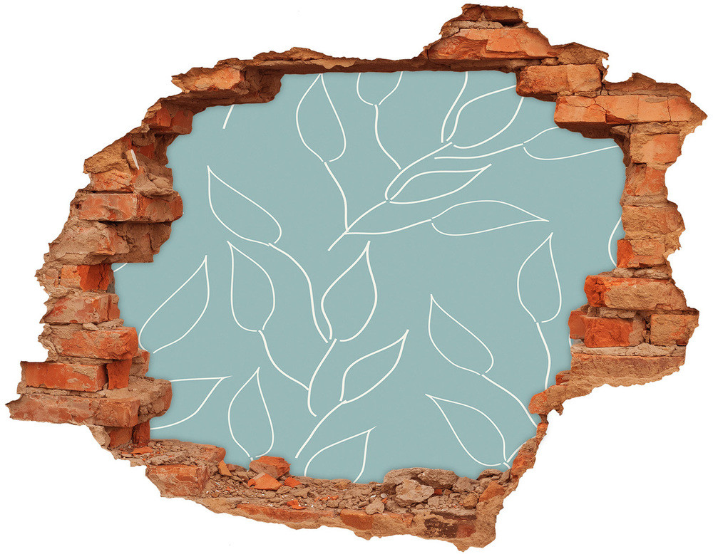 Wallmuralia.pl Naklejka 3D dziura na ścianę Liście wzór