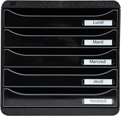 Exacompta Exacompta 3097214D organizer Premium Big Box Plus 5 szuflad o dużej pojemności pojemnik na dokumenty A4+ dla większej ilości miejsca na biurku szafka szaro-czarna 3097214d