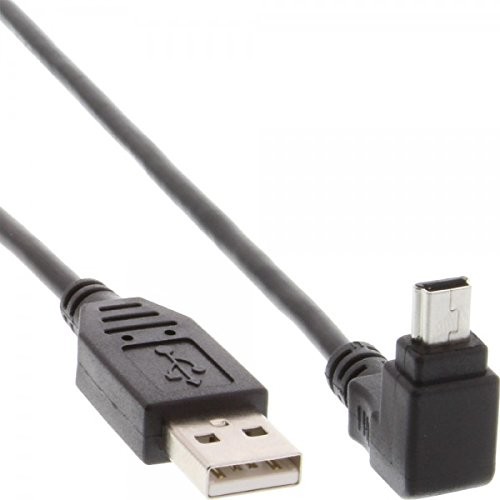 InLine USB 2.0 Mini-kabla wtyczka A i wtyczka mini-B (5biegunów.) Na górze nachylona pod kątem 90 ° czarny 3 m, 31430 17893