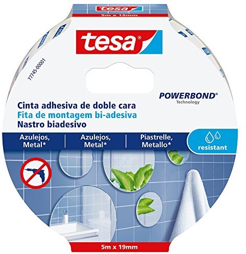 TESA 77745 00001 00 srebrna taśma klejąca do mocowania na płytkach i metalowy, biały