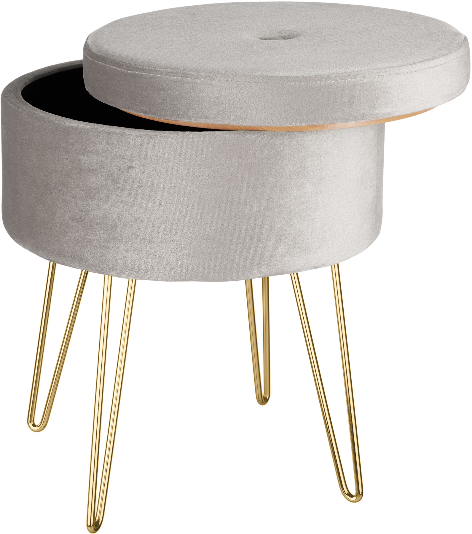 tectake Taboret tapicerowany, stołek Ava - jasnoszary 403952