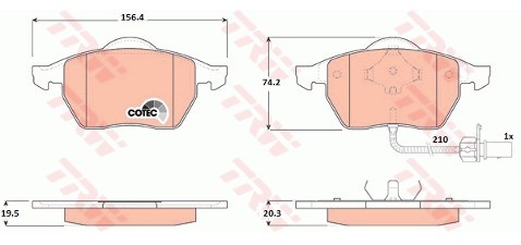 TRW Zestaw klocków hamulcowych, hamulce tarczowe GDB1440