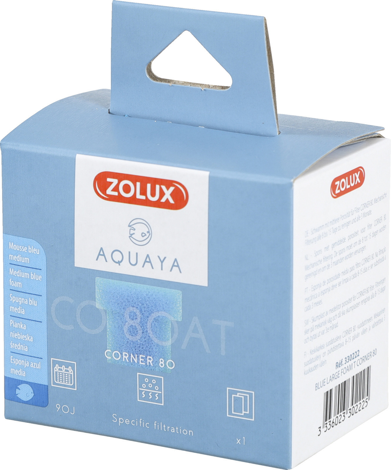 Zolux AQUAYA Wkład gąbka Blue Large Foam T Corner 80 330222