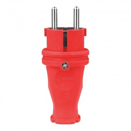 TP Electric Wtyczka gumowa prosta 16A 230V czerowna Schuko 5092 3101-301-1600