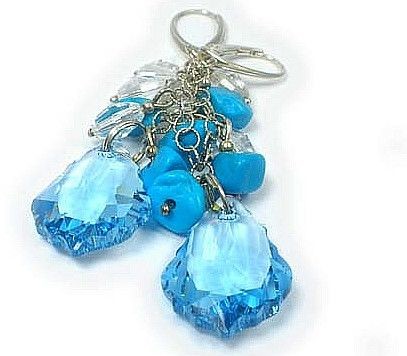 Swarovski PROMOCJA piękne kolczyki SREBRO AQUA