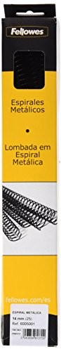 Fellowes metalowym spirale do bindownicy, 5: 1, 59 otworów, czarna, 25 sztuki, czarny 14 mm 6005001