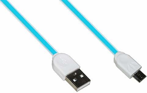 Unbekannt Płaski kabel micro USB płaszcz silikonowy 1 m kolor niebieski LKGZ70