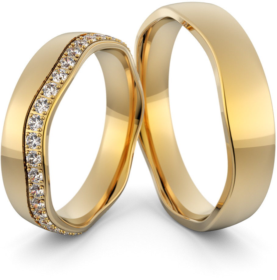 Eminence Obrączki ślubne falowane z brylantami - Au-1065 Au-1065-2