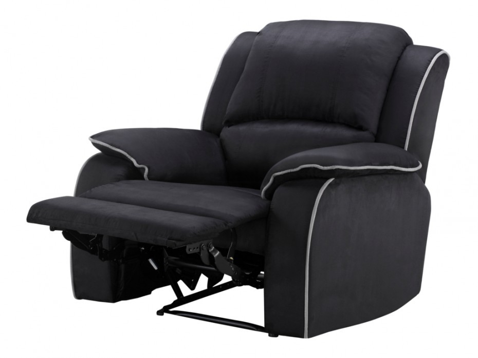 Vente-Unique Fotel z funkcją relaks z mikrofibry HERNANI - Czarny