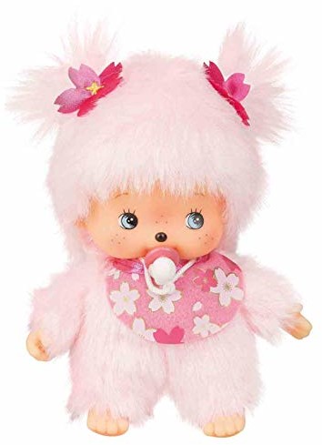 Sekiguchi Sekiguchi 242443 - Original Bebichhichi dziewczynka kwiat wiśni, z różowego pluszu, z śliniaczkami i warkoczami z kwiatami, ok. 15 cm 242443