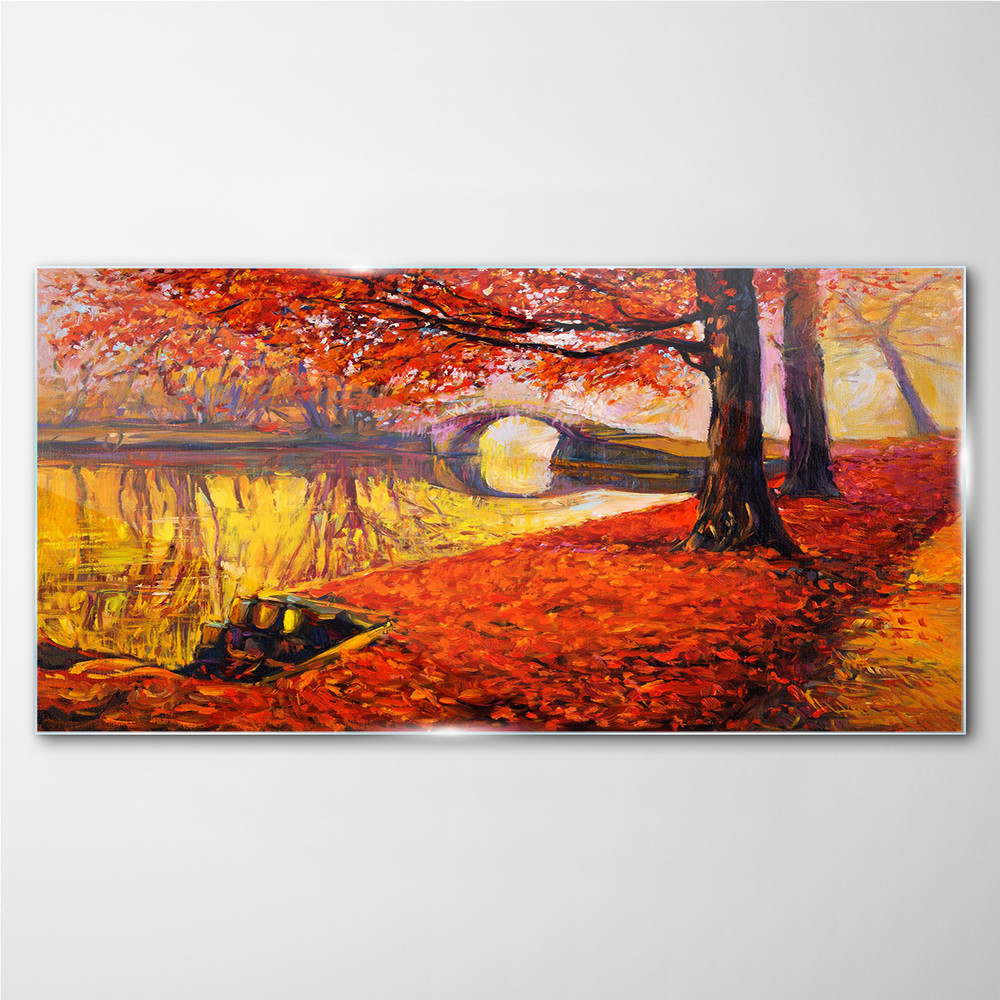 PL Coloray Obraz Szklany Park Drzewa Jesień Liście 100x50cm