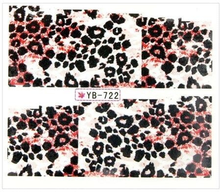 Allepaznokcie Naklejki wodne do paznokci arkusz 6,5 x 5,5 cm na 10 palców yb Nr 722
