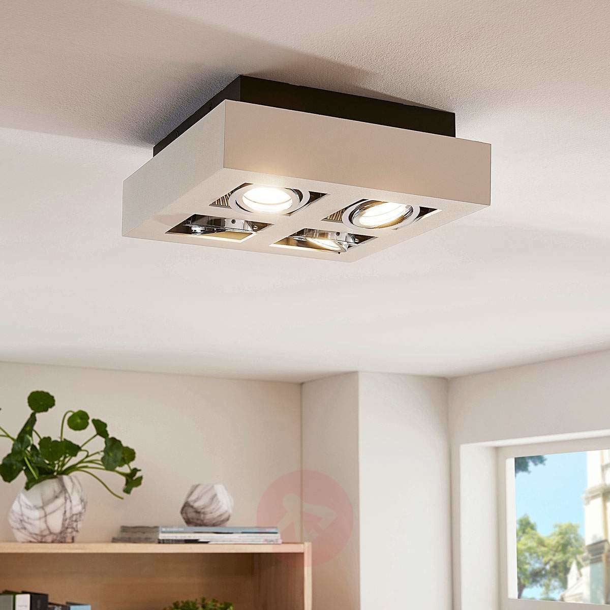 Lindby Lampa sufitowa biała uchylna 4 lampy w tym 4 x GU10 - Vince